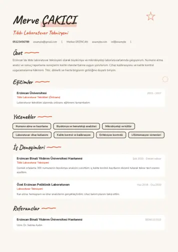 Laboratuvar Teknisyeni Cv Örnekleri cv indir
